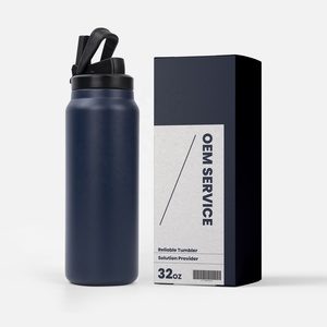 32oz <span class=keywords><strong>Hydro</strong></span> <span class=keywords><strong>Bouteille</strong></span> d'eau Flacon en acier inoxydable réutilisable isolé sous vide large bouche <span class=keywords><strong>Bouteille</strong></span> de sport avec couvercle en paille - Product Image 1