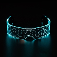 Gafas con luz LED para Cosplay de Halloween, gafas de luz de colores intermitentes inalámbricas, gafas Led con luz de panal, gafas de sol brillantes