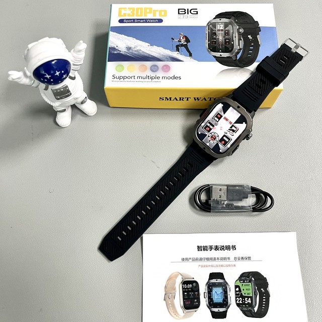 C30Pro Android Smart Watch 2.19 Inch Square IPS Color Display Full Touchscreen Heart Rate Monitoring Magnetic Silicone 5-10 Days