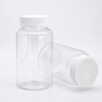 Bouteille en plastique PET transparente à large ouverture 500ml 520ml, conteneur vide pour suppléments et poudres médicinales avec bouchon à vis