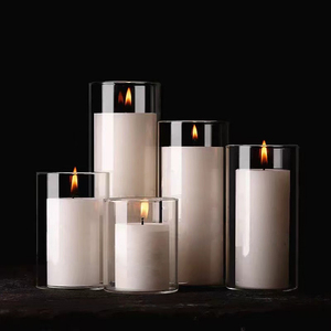 Portacandele Hurricane in Vetro Borosilicato di Alta Qualità con Candela a Colonna Bianca - Product Image 4