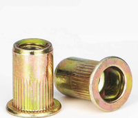 Rivet Mur Kuning Berlapis Seng ASTM M3 M5 M6 Kepala Datar Berulir, Mur Rivet Terbuka, Mur Rivet Ulir Buta