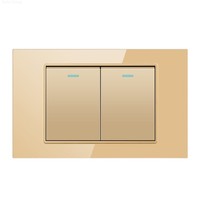 Interruptor de Luz de Pared Moderno con Botón, Estilo Americano, Brasileño e Italiano, Panel Táctil de Vidrio Resistente, 2 Botones, 16A, Clasificación IP20, 220-250V, 100000