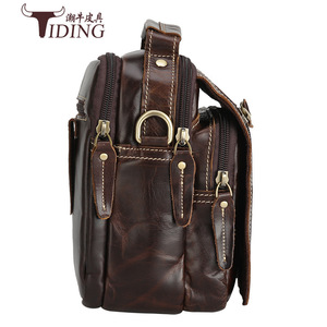 Bolso Bandolera de Cuero Genuino para Hombre Tiding, Color Café, Cuero Encerado, con Múltiples Compartimentos, Resistente para Exteriores - Product Image 2
