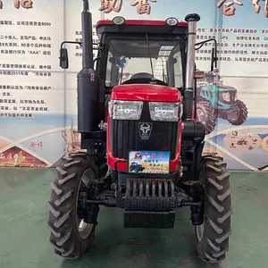 Trator agrícola 4X4 China Farm YTO Motor 60HP 70HP 80HP 90HP 4X4 Trator de rodas agrícolas com carregadeira e retroescavadeira no Peru