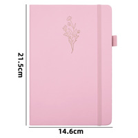Cuaderno de Cuero con Forro de PU Suave con Diseño Floral, Diario, Agenda, Papelería de Oficina, Cuaderno Personalizado A5 con Banda Elástica
