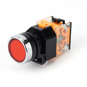 Interruptor de botón electrónico de reinicio momentáneo de plástico de acero inoxidable 1NO1NC de cabeza plana de 22mm, anillo <span class=keywords><strong>LED</strong></span> IP40 de 380V 10A - Product Image 1