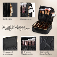 Sac de maquillage de voyage, trousse de toilette portable, sac d'artiste maquilleur, trousse de toilette en cuir, porte-pinceaux de maquillage, rangement