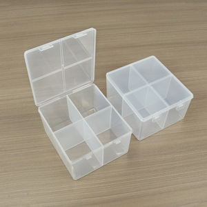 Transparent Four Compartment Plastic Storage <b>Box</b> 12.6x14x7.5cm With Lid For Cotton Swabs <b>Makeup</b> Pads Toys Fishing Gear Tools - Product Image 1
