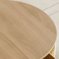 Ensemble de tables basses rondes de salon de luxe moderne 2025 en bois massif avec rangement et deux tiroirs, couleur personnalisable
