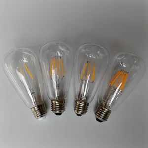 דקורטיבי תאורה הטוב ביותר בחירה CRI>80Ra ברור זכוכית עם אלומיניום b22 e26 e27 led מנורת אדיסון הנורה 2w 4w 6w 8w ST64 led אורות