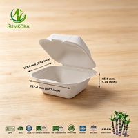 Boîte à hamburger Sumkoka écologique et biodégradable, design personnalisé, en bagasse de canne à sucre, jetable et compostable
