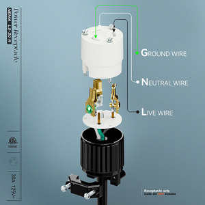 Prise de courant verrouillable NEMA L5-30R(L5-30C) 30A 125V homologuée ETL, prise femelle pour générateur, 2 pôles, 3 fils, prise industrielle verrouillable - Product Image 2