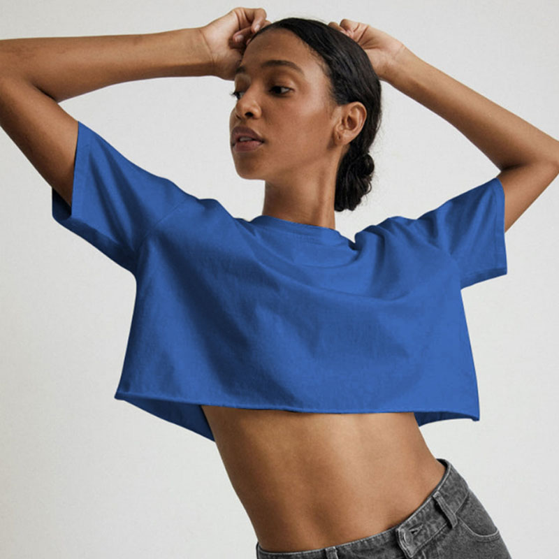 Лидер продаж, сексуальный укороченный топ из 100% хлопка для девушек, футболки klein, синие модные футболки, простая летняя крутая хлопковая Футболка для женщин с ледяным фарфором