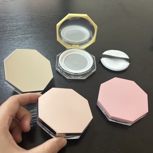 <span class=keywords><strong>ISMAN</strong></span> Stock 5g Boîtier octogonal pour poudre libre avec tamis en maille élastique, miroir et houppette, rose doré ultra fin, vente en gros, marque privée - Product Image 1