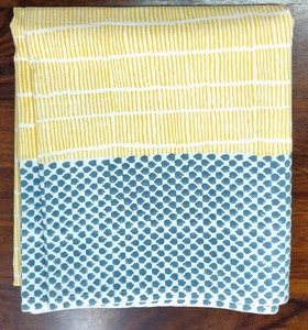 Mantel de Algodón Estampado a Mano, Rectangular, para Mesa de Comedor, con Diseño de Rayas y Puntos, para Hogar y Cocina - Product Image 1