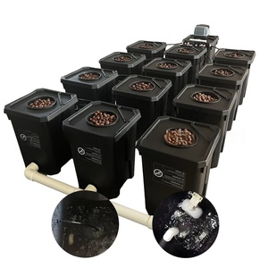 27L sistem hidroponik budaya air dalam, perlengkapan taman, peralatan irigasi tetes plastik PP hitam Modern 12-Bucket RDWC - Product Image 1