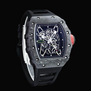 Montre Homme en Fibre de Carbone de Haute Qualité, Mécanique Creuse, Bracelets Colorés, Boîtier Tonneau, Aiguilles en Caoutchouc de Luxe, Tendances Personnalisées - Product Image 1