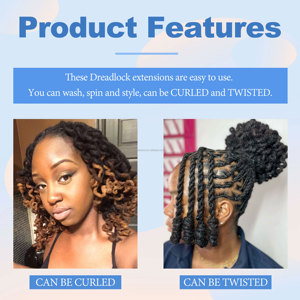 100% cheveux humains Dread Lock tresse 4 '' - 24'' naturel Afro <span class=keywords><strong>bouclé</strong></span> Crochet Locs Extensions cheveux humains pour femmes/hommes noirs - Product Image 5