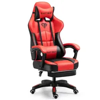 Chaise de jeu ergonomique moderne en cuir PU pivotante avec fonctions de massage et de refroidissement, base en acier inoxydable pour PC et jeux à domicile
