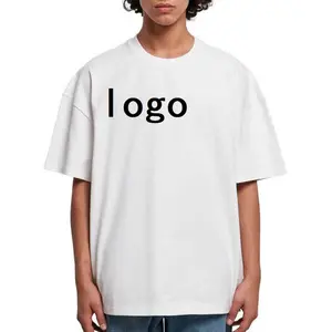 100% algodón sublimación Logo impreso en blanco liso de gran tamaño gráfico algodón uniforme peso pesado camiseta personalizada para hombres