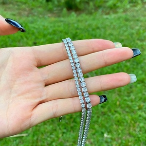 Collana 925 <span class=keywords><strong>Tennis</strong></span> da donna con zircone cubico 2mm 3mm <span class=keywords><strong>di</strong></span> alta gioielleria in argento Sterling - Product Image 5