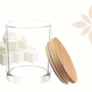 Vente en gros de pots à bougies en verre transparent ronds vides de 7 oz, 11 oz et 14 oz avec couvercle en bambou, prêts à l'étiquetage - Product Image 4
