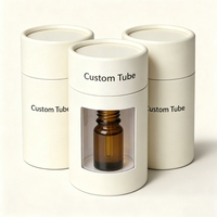 Tube en carton kraft rond personnalisé avec logo imprimé, boîte cylindrique en carton avec fenêtre en PVC pour l'emballage d'huiles cosmétiques