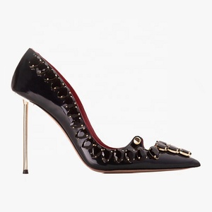 Escarpins à talons aiguilles pour femmes, grande taille 45, avec strass et découpe diamant, sandales d'été à talons fins - Product Image 6