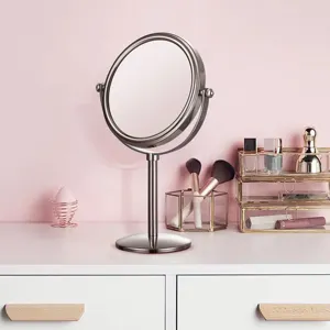 Produttore di specchio per il trucco di lusso in metallo specchio per il trucco da scrivania specchio personalizzato per il trucco femminile