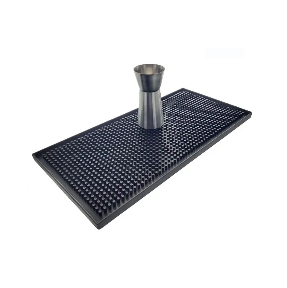 Factory direct sale custom color logo pvc rubber soft relief heat insulation drain bar counter service runner spill mat
