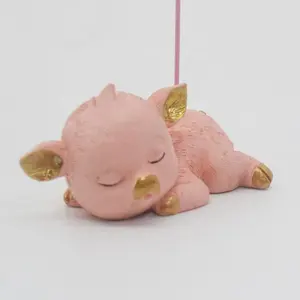 Pink piggy resin crafts card holder small home decor gift souvenirs car decorative figurine