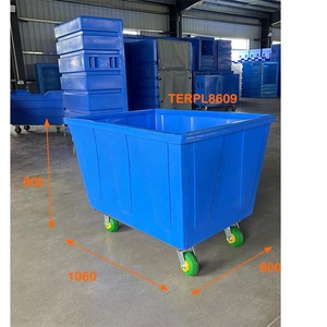 500l प्लास्टिक क्रट ट्रॉली वाणिज्यिक कपड़े और भंडारण के लिए पहियों हैंड कार्ट के साथ - Product Image 4