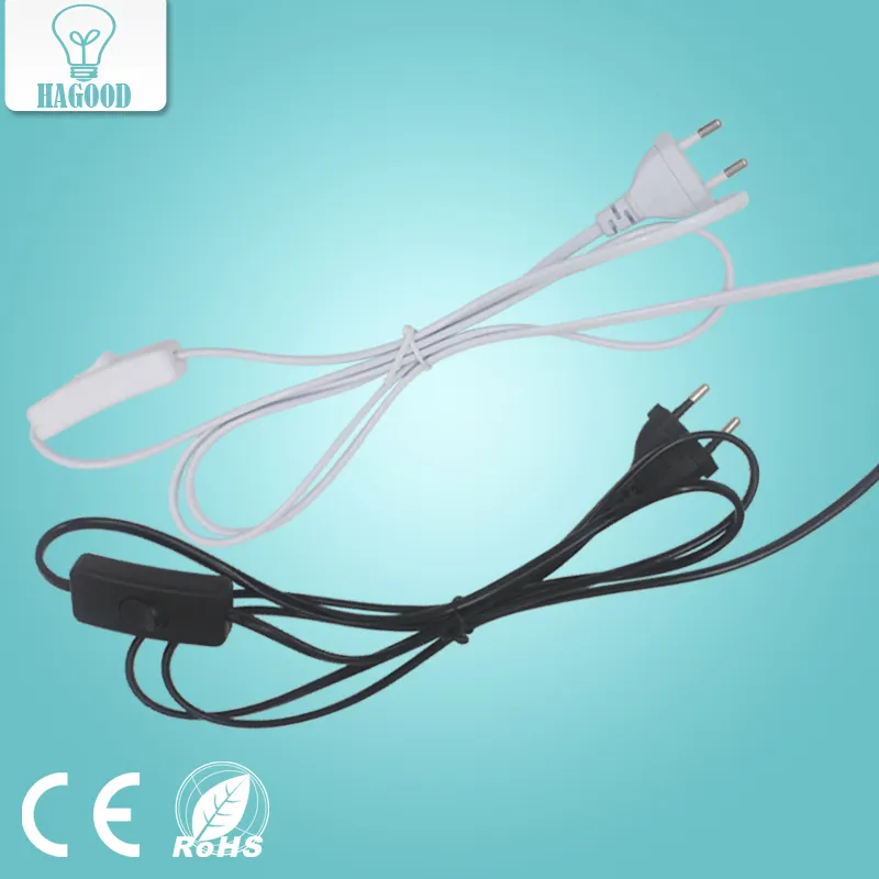 Cable de línea de 1,8 m, Cable de alimentación de encendido y apagado 303 para lámpara LED con interruptor de botón, enchufe europeo, extensión de Cable transparente