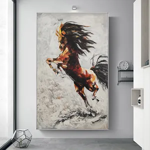 100% peinture à l'huile animale d'art de toile abstraite faite à la main d'un cheval courant illustration de haute qualité