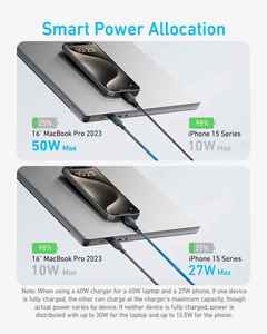 Anker 2-in-1 USB <b>C</b> <b>Cable</b> 4 Ft to Ultra-Durable 140W Fast <b>Charging</b> for 15 A8895 140W USB <b>C</b> to USB <b>C</b> <b>Cable</b> for A8895 A8895 - Product Image 4