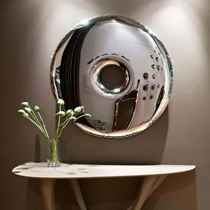 Indoor modernes Design Edelstahl Galvanik Farbe hängende Skulptur Kreise Metall Wand dekoration