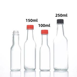 Bán buôn rõ ràng tròn và vuông Glass Hot nước sốt chai <span class=keywords><strong>3oz</strong></span> 5oz 8oz 12oz woozy với màu đen và đỏ nắp vặn và lỗ giảm tốc - Product Image 4