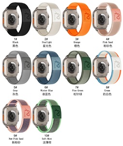 애플 워치 시리즈 10 42 46 (WB1125T) 에 대한 야외 남성 조정 가능한 탄성 트레일 나일론 루프 스트랩 밴드 - Product Image 6