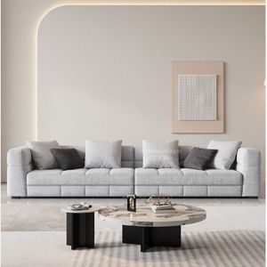 โซฟาสามที่นั่งสไตล์โมเดิร์นมินิมอล ผ้าสีเทา เฟอร์นิเจอร์ห้องนั่งเล่น - Product Image 2