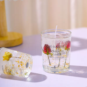 Vela Aromática de <span class=keywords><strong>Cera</strong></span> de Soja con Flores Reales en Vaso de Cristal, Aceite Esencial, Incienso, Velas Perfumadas, Adorno para Dormitorio - Product Image 1