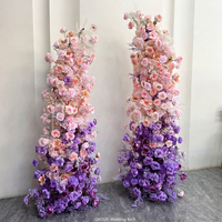 Arche florale rose et violette faite à la main, colonne de fleurs artificielles en soie pour toile de fond de mariage, décoration de fenêtre et d'événements