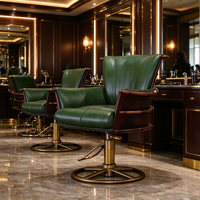 Fauteuil de bar pivotant vintage en cuir véritable, chaise de barbier rétro, chaise de salon réglable en hauteur et rotative pour hôtel et club