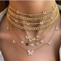 Choker papillon multi-couches Choker papillon cubain Choker papillon plaqué or 18k collier papillon