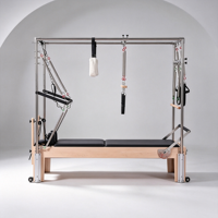 Reformer Pilates Full Tower en Bois d'Érable avec Système Trapèze Complet et Ressorts de Résistance Multiples, Équipement de Fitness pour Studio de Pilates et Salle de Sport