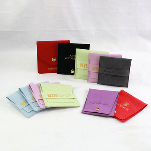 Custom Jewelry Pouches with Snap Luxury Printed logo Jewelry Bag Velvet Gift Packaging for Earrings Display & Storage Dust Bag - Product Image 3