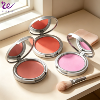 Palette de fards à joues pressés végétaliens ODM personnalisés, fini naturel, 10g, étui argenté, soyeux et résistant à l'eau, prix usine, marque privée