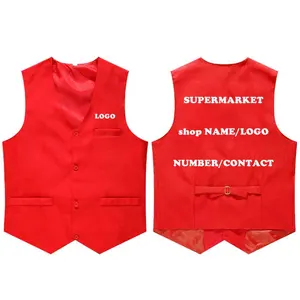 Wholesale Custom Logo Supermarket Cashier Vest Coat Uniform Hotel Attendant Work Formal Suit Vest