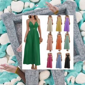 2025 Summer Multi-Color Floor-Length Satin Backless New European American Fashion Street Style Casual Spaghetti Strap Women - Product Image 2
