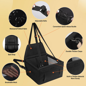 Asiento Elevador Portátil y Transpirable para Coche, Bolsa de Bicicleta para Gatos con Cinturón de Seguridad, Jaula Transportadora para Perros, Segura y Estable para Viajes - Product Image 3